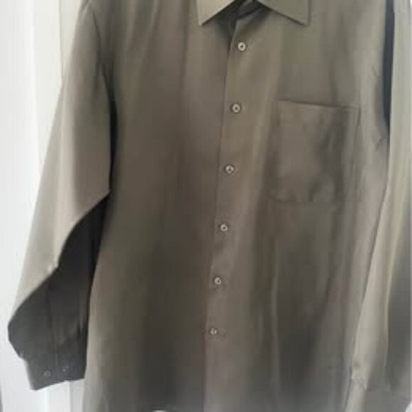 Men Long Sleeve Army Green Button Up Casual Button Down Shirt Size L-XL - Picture 2 of 5